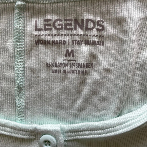 Legends Work Hard Stay Humble Sea Green Rib Long Sleeve Body Suit Women’s Medium - Picture 6 of 10
